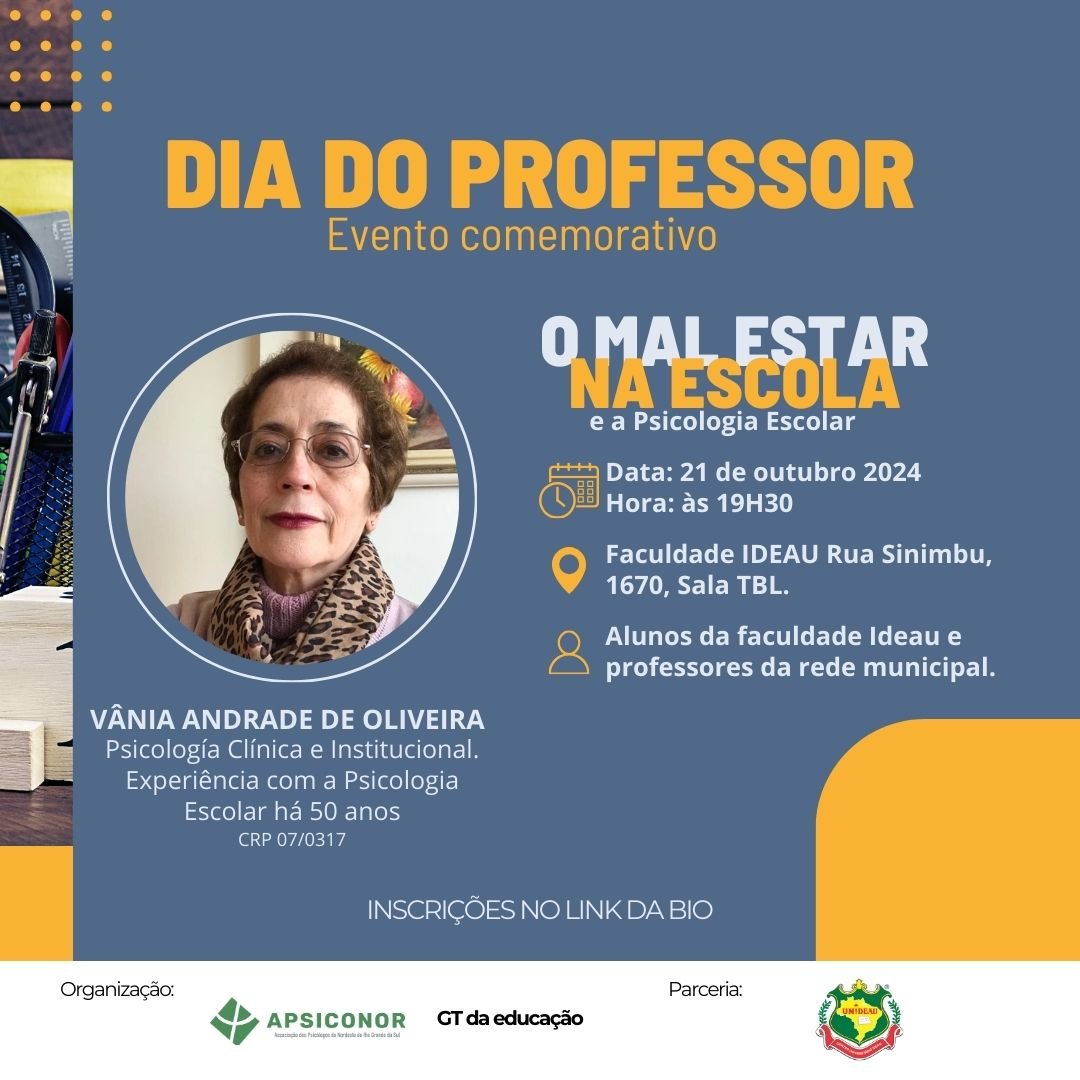 Evento Comemorativo ao Dia do Professor – Dia 21 de outubro