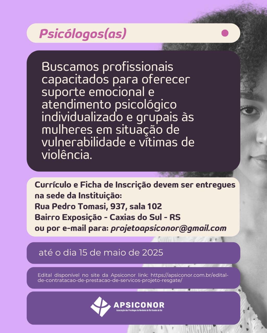 📢 VAGA PARA PSICÓLOGOS(AS)!