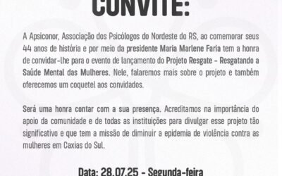 DIA 28 DE JULHO EVENTO – LANÇAMENTO DO PROJETO RESGATE.